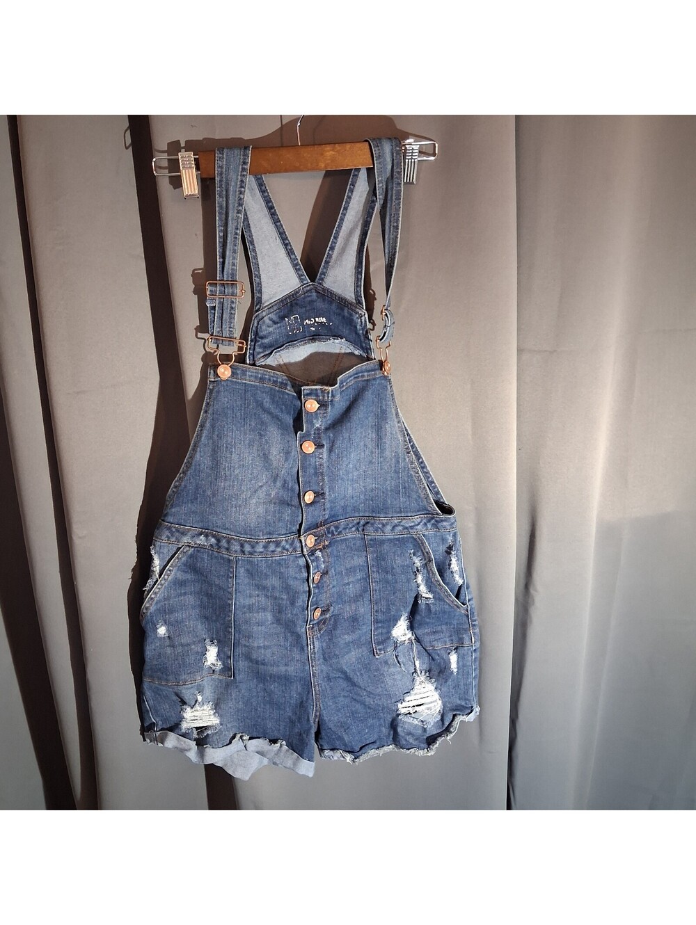 Arizona Jean Co. Distressed Denim Short Overalls